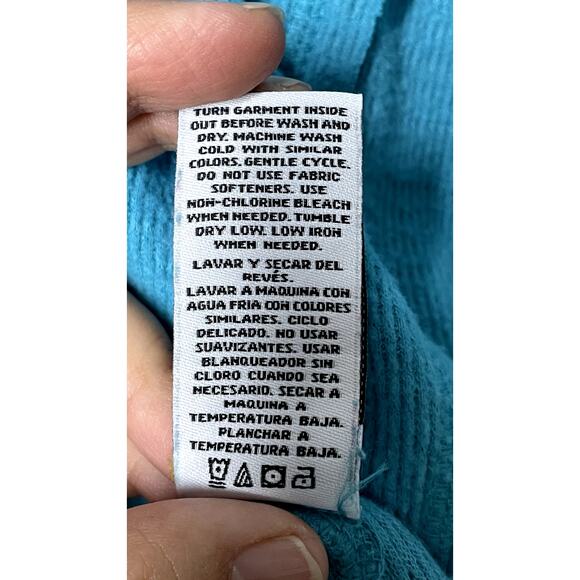 Wildfox Haley Waffle V-Neck Top Peacock Blue (Size XL) - Picture 6 of 7